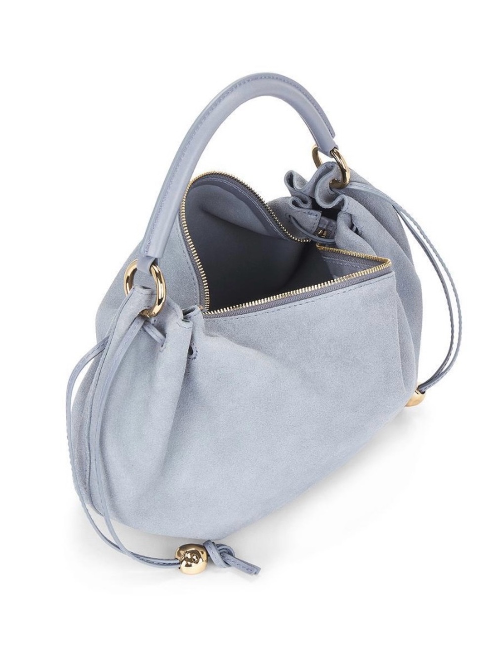 Madewell gathered shoulder bag Soft Suede Hobo Bag in serene Blue - Picture 6 of 12